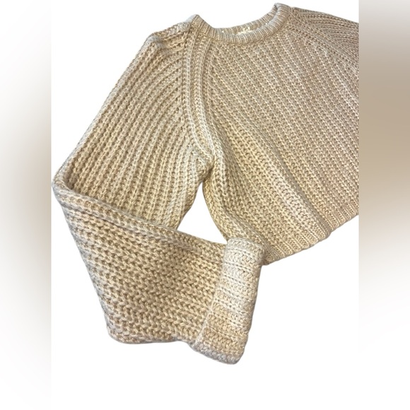 POL Rolled Sleeve Cropped Cozy Cream Knit Sweater Sz S - Picture 2 of 6